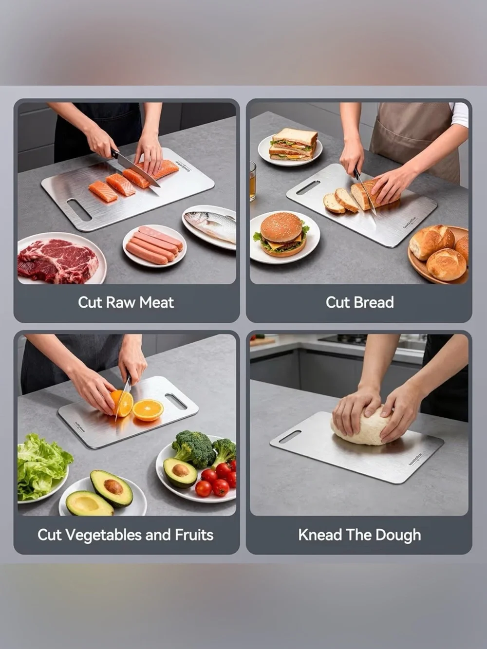 Titanium Cutting Boards Set of 3, 100% Pure Titanium Kitchen Cutting Board